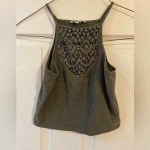 Olive Green Lace Halter Top